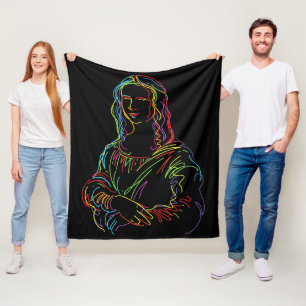 Abstrakte Neon Mona Lisa Kunstgala Fleecedecke