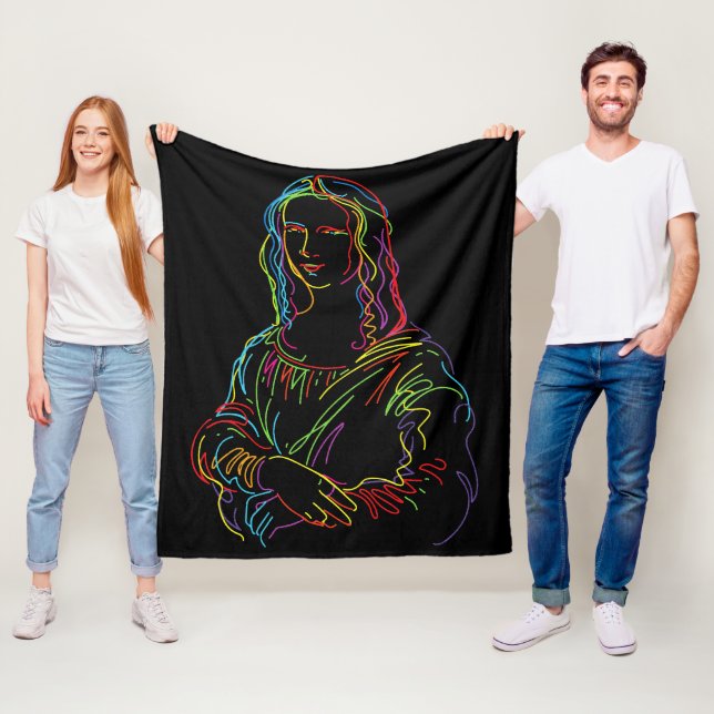 Abstrakte Neon Mona Lisa Kunstgala Fleecedecke (Beispiel)