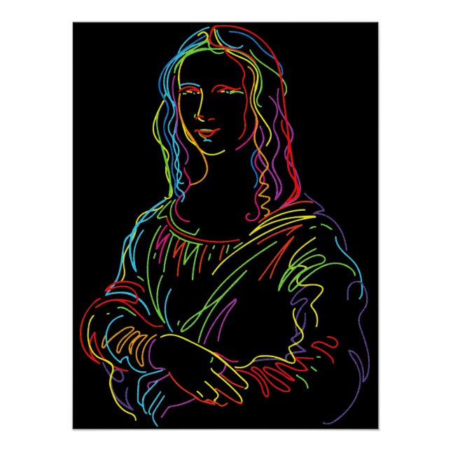 Abstrakte Neon Mona Lisa Kunstgala Poster (Vorderseite)
