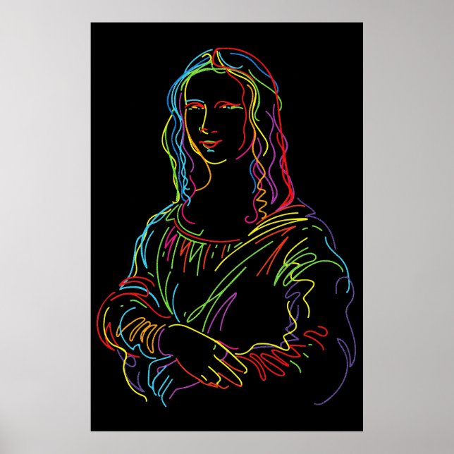 Abstrakte Neon Mona Lisa Kunstgala Poster (Vorne)