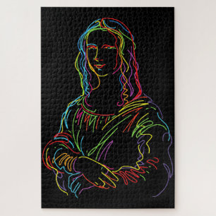 Abstrakte Neon Mona Lisa Kunstgala Puzzle