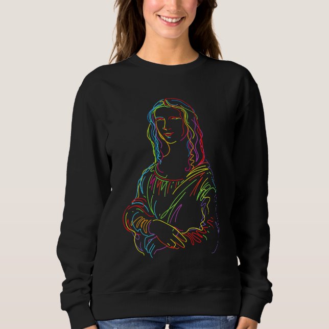 Abstrakte Neon Mona Lisa Kunstgala Sweatshirt (Vorderseite)