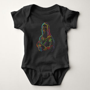 Abstrakte Neon-Mona-Lisa-Linienkunst Baby Strampler