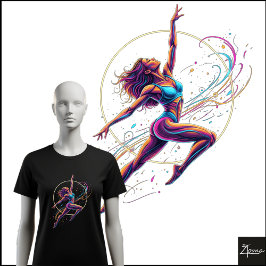 Abstrakte Neon-Tänzerin Dynamischer Sprung Illustr Tri-Blend Shirt