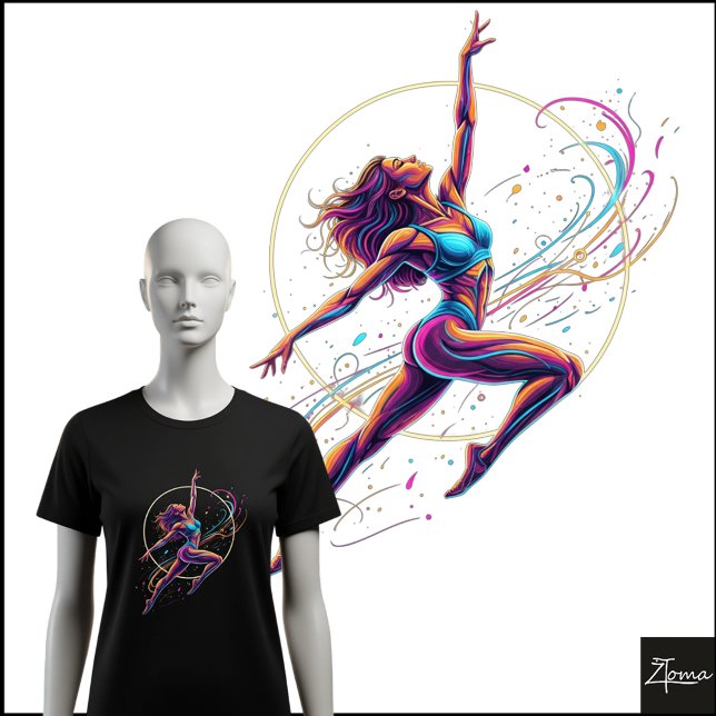 Abstrakte Neon-Tänzerin Dynamischer Sprung Illustr Tri-Blend Shirt (Von Creator hochgeladen)