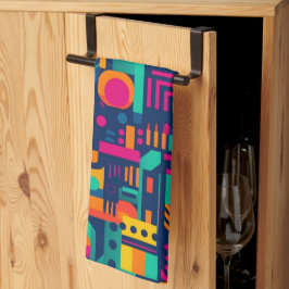 Abstrakte Neonfarben und geometrische bohemische F Geschirrtuch