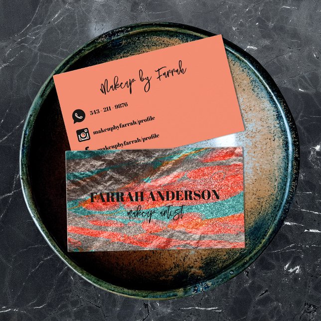 Abstrakte neonfarbene metallische Imitate Foil Visitenkarte (Von Creator hochgeladen)