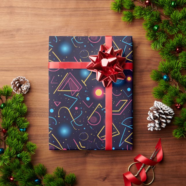 Abstrakte neongeometrische Formen Geschenkpapier (Feiertagsgeschenk)