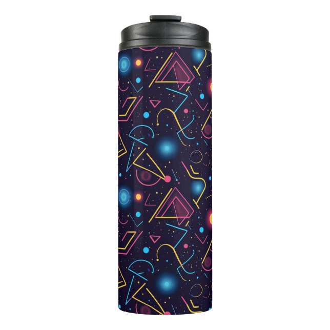 Abstrakte neongeometrische Formen Thermosbecher (Vorderseite)