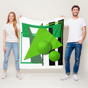 Abstrakte neongrüne geometrische Formen kreisförmi Fleecedecke