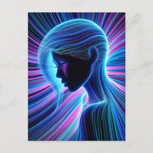 Abstrakte Neonline Postkarte (Vorderseite)