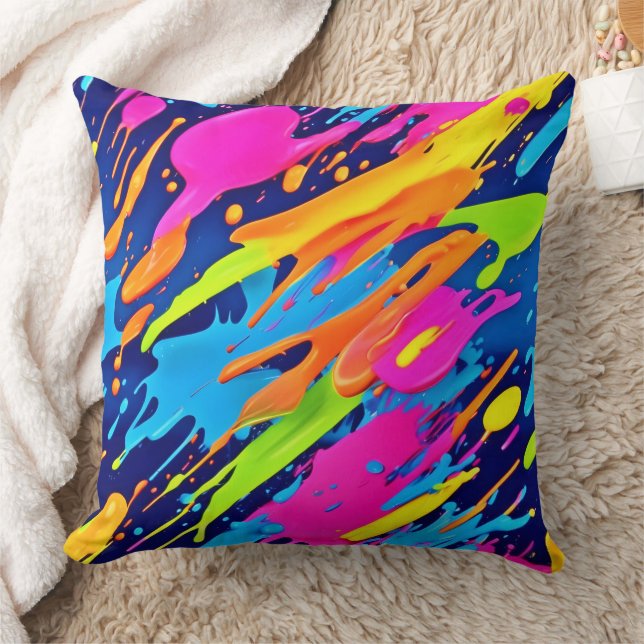 Abstrakte Neonröstchen Pinash Art Kissen (Decke)