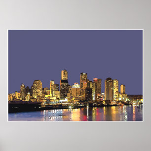 Abstrakte New Orleans Skyline aus dem Fluss Poster
