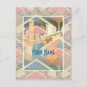 Abstrakte New York City Pastel Manhattan Bridge Postkarte
