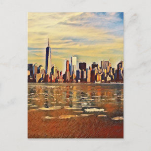 Abstrakte New York Skyline Postkarte