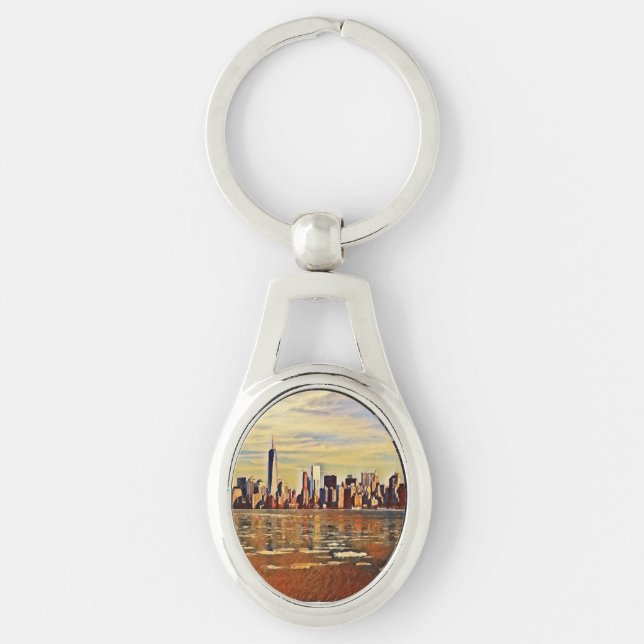 Abstrakte New York Skyline Schlüsselanhänger (Vorderseite)