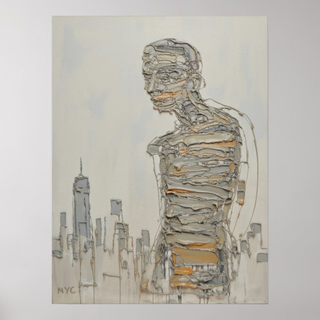 Abstrakte New Yorker Impasto-Figur Poster (Vorne)