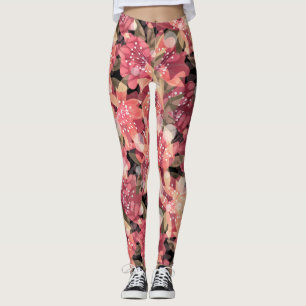 Abstrakte niedliche Blume in Rosa Blumenmuster Leggings