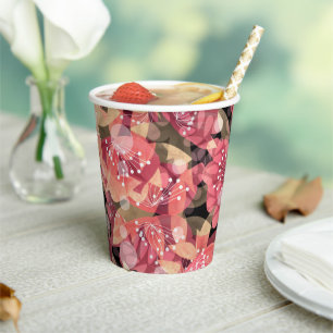 Abstrakte niedliche Blume in Rosa Blumenmuster Pappbecher