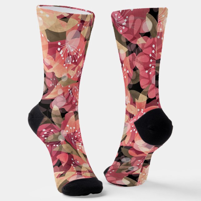 Abstrakte niedliche Blume in Rosa Blumenmuster Socken (Gewinkelt)