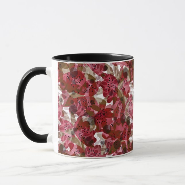 Abstrakte niedliche, schöne rote Blume Blumendesig Tasse (Links)