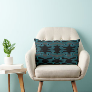 Abstrakte Noah's Ark Black Aquamarin Gray Lendenkissen