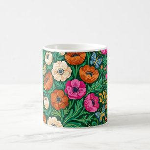 Abstrakte nordische Anemonen Schmetterlinge Kaffee Kaffeetasse