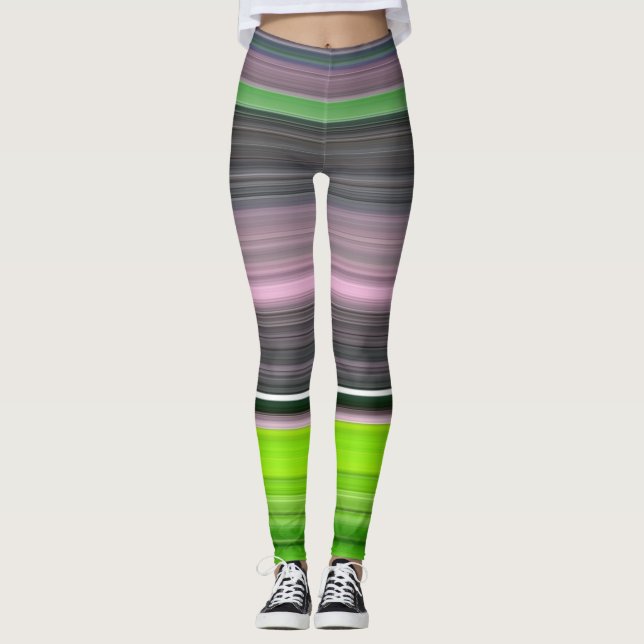 Abstrakte Nummer 1: Limon und grau Leggings (Vorderseite)