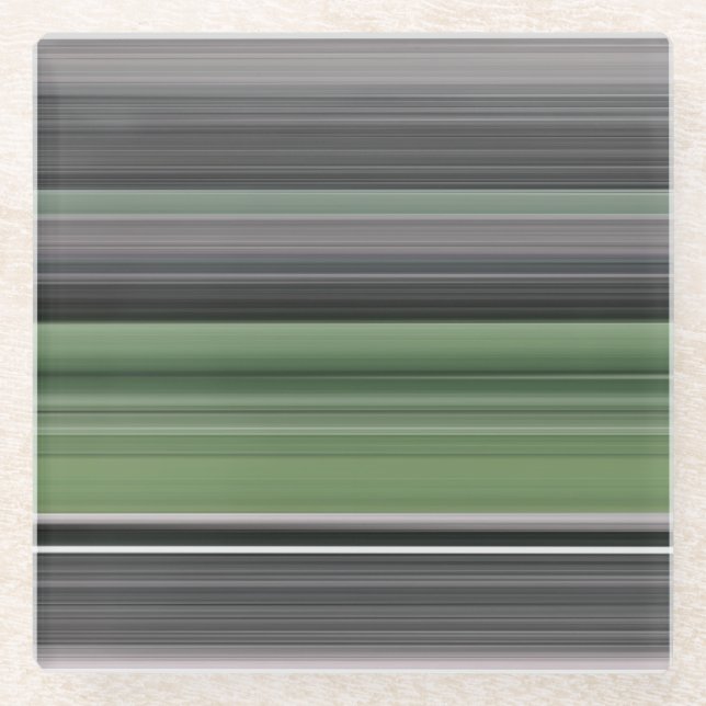 Abstrakte Nummer 1: Olive green und grau Glasuntersetzer (Vorderseite)