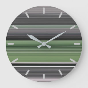 Abstrakte Nummer 1: Olive green und grau Große Wanduhr
