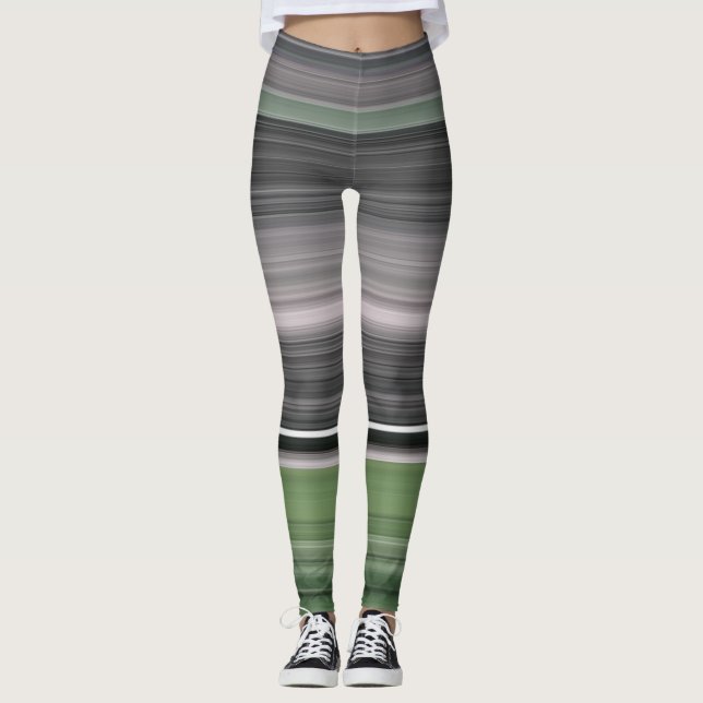 Abstrakte Nummer 1: Olive green und grau Leggings (Vorderseite)