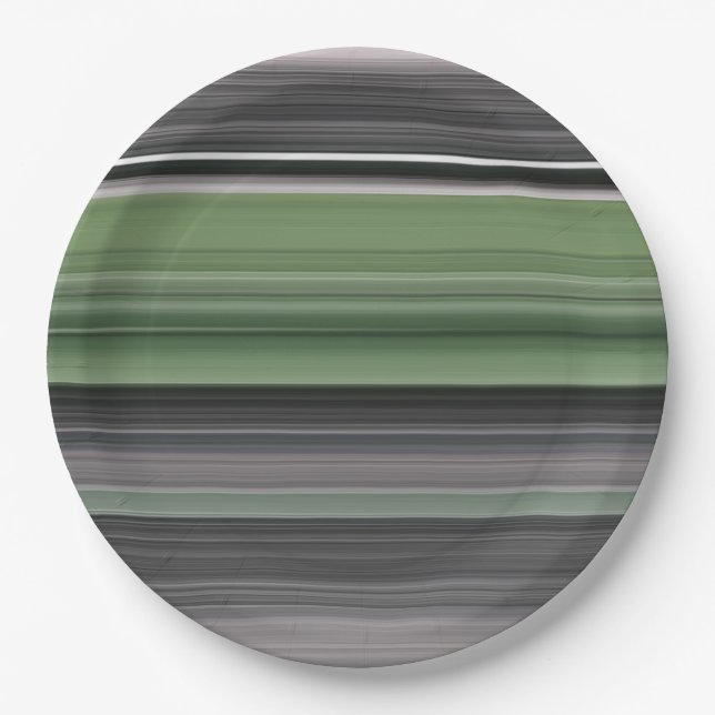 Abstrakte Nummer 1: Olive green und grau Pappteller (Vorderseite)