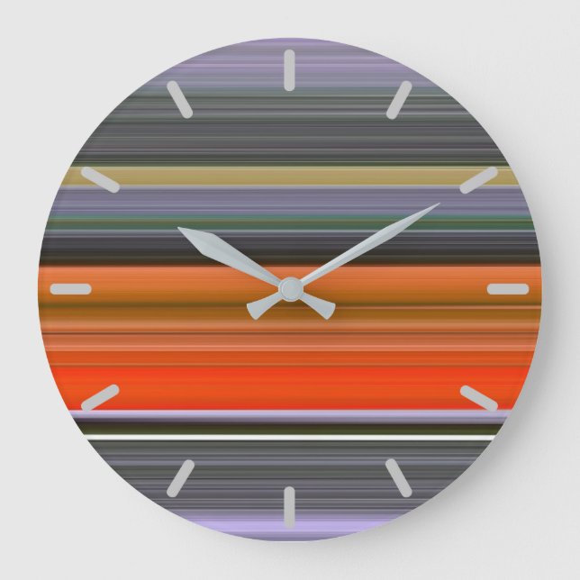 Abstrakte Nummer 1: Orange und Grau Große Wanduhr (Vorderseite)