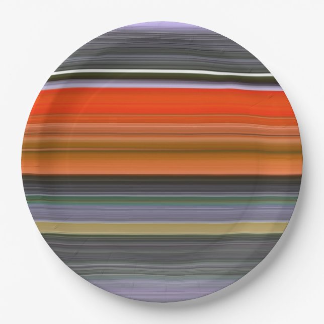 Abstrakte Nummer 1: Orange und Grau Pappteller (Vorderseite)