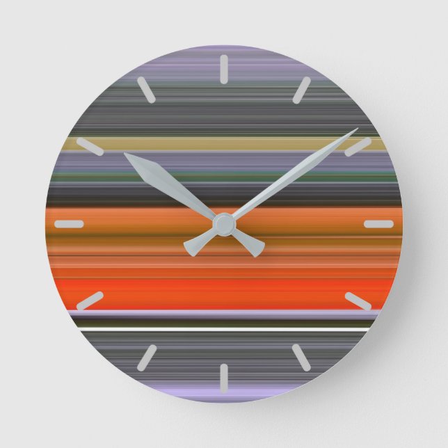 Abstrakte Nummer 1: Orange und Grau Runde Wanduhr (Vorderseite)