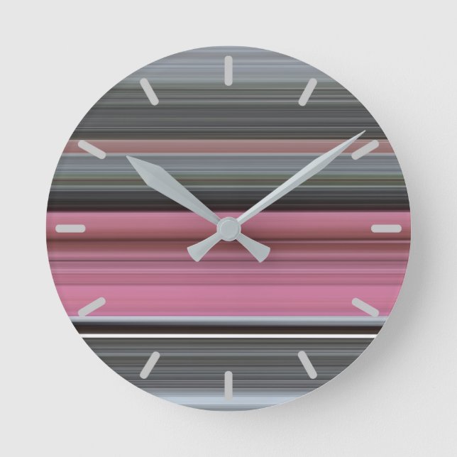 Abstrakte Nummer 1: Rosa und grau Runde Wanduhr (Vorderseite)