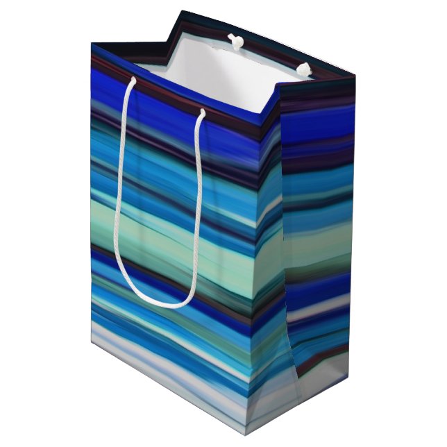 Abstrakte Nummer 2: Blaue Unschärfe Mittlere Geschenktüte (Vorderseite Schrägansicht)