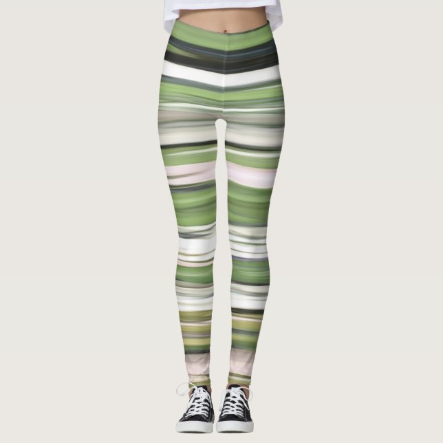 Abstrakte Nummer 2: Olive green verschwur Leggings (Vorderseite)