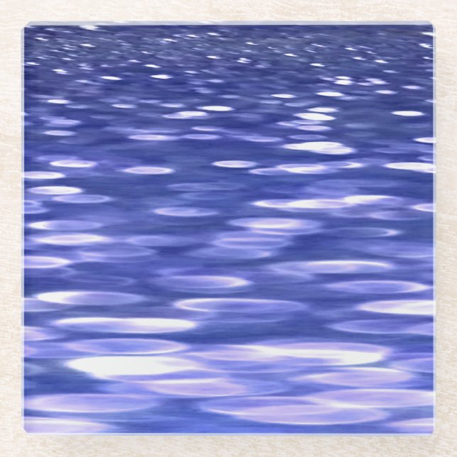 Abstrakte Nummer 3: Blauschimmer Glasuntersetzer (Vorderseite)