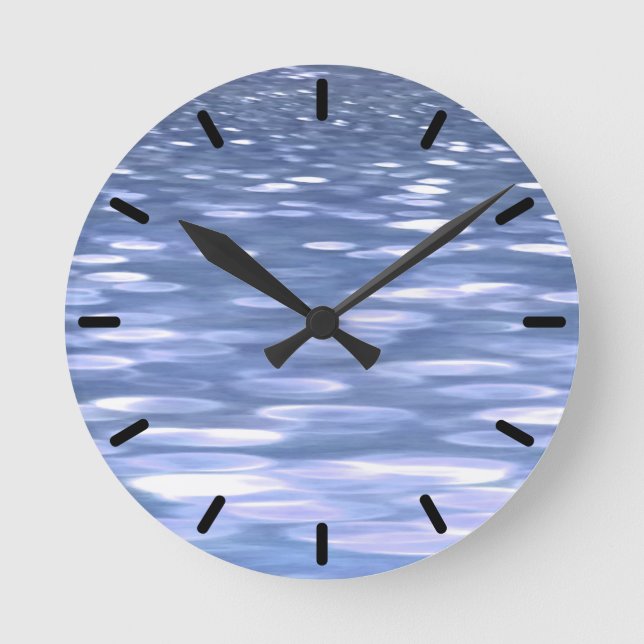 Abstrakte Nummer 3: Blauschimmer Runde Wanduhr (Vorderseite)