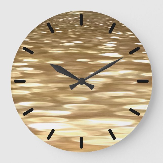 Abstrakte Nummer 3: Goldschimmer Große Wanduhr (Vorderseite)