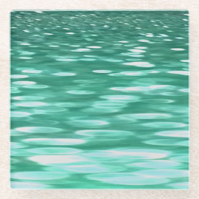 Abstrakte Nummer 3: Green Shimmer Glasuntersetzer (Vorderseite)