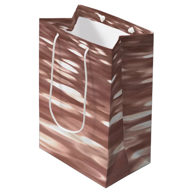 Abstrakte Nummer 3: Kupfer-Rose-Goldschimmer Mittlere Geschenktüte (Vorderseite Schrägansicht)