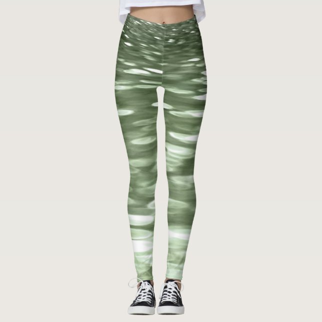 Abstrakte Nummer 3: Olive green verschwur Leggings (Vorderseite)