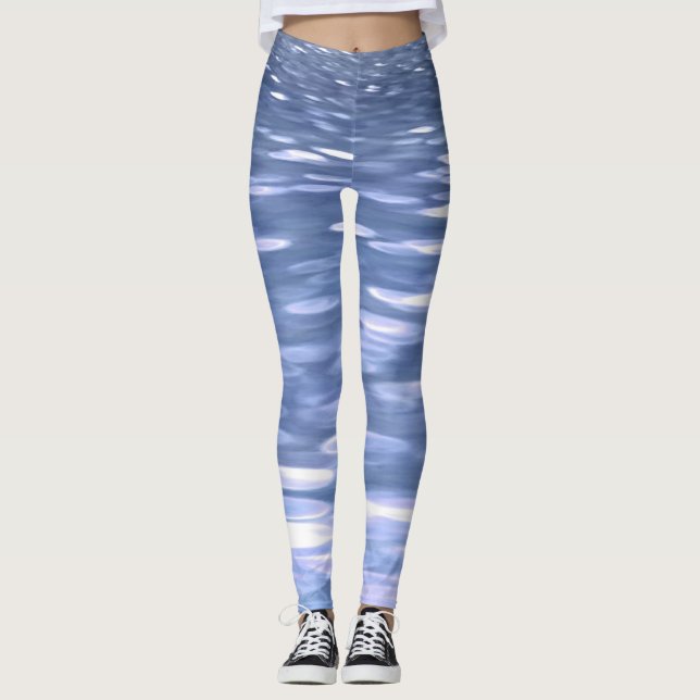 Abstrakte Nummer 3: Pulverblau-Schimmer Leggings (Vorderseite)