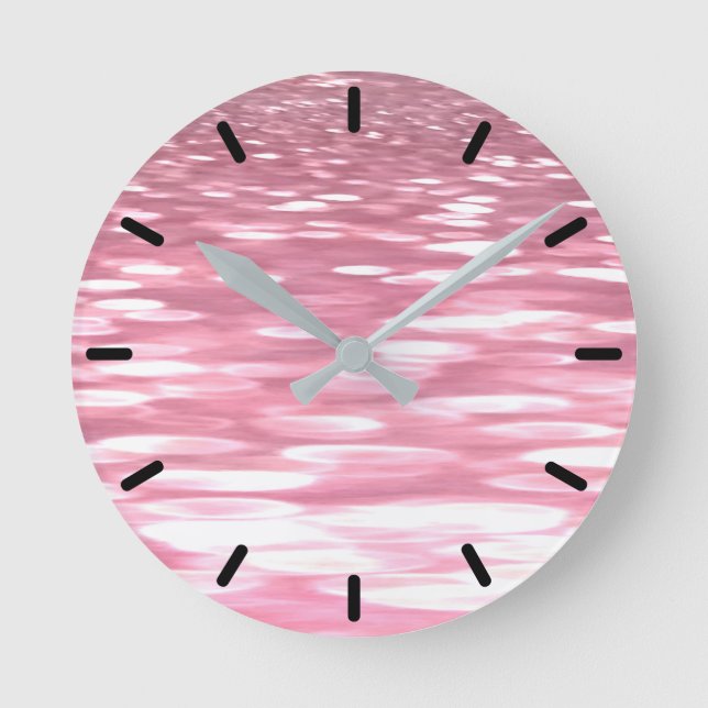 Abstrakte Nummer 3: Rosa Schimmer Runde Wanduhr (Vorderseite)