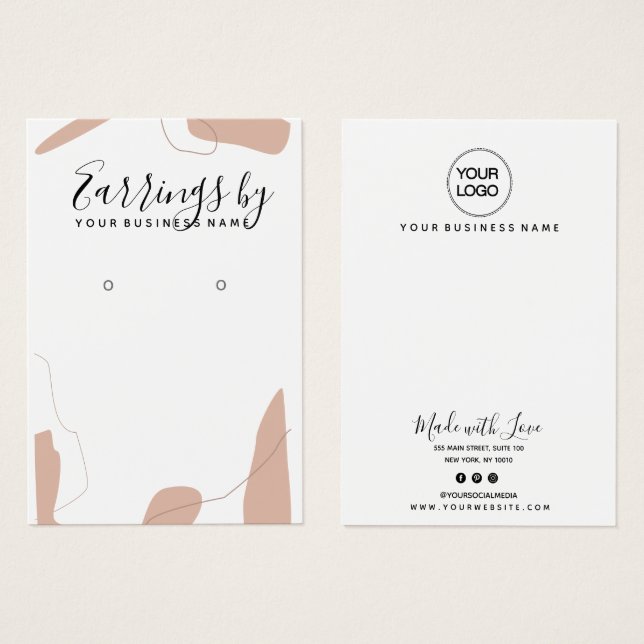 Abstrakte Ohrring-Anzeigetafel in Pastellrosa (Vorne & Hinten)