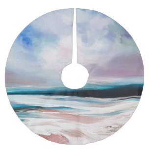 Abstrakte Öl-Leinwand: Zeitgenössische Textur Polyester Weihnachtsbaumdecke