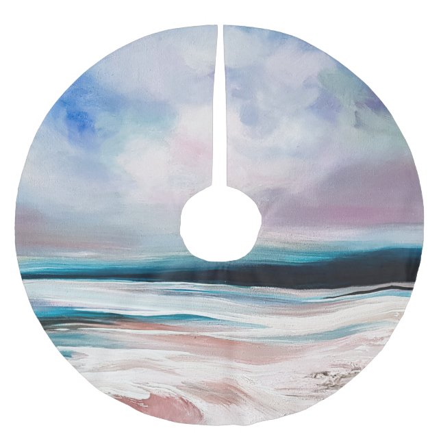 Abstrakte Öl-Leinwand: Zeitgenössische Textur Polyester Weihnachtsbaumdecke (Vorderseite)