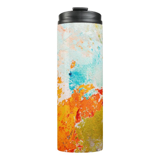 abstrakte Ölfarbe Textur auf Leinwand, Background  Thermosbecher (Vorderseite)